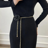 Camellia Metal Waist Chain Accessories Women's Decorative Belt
