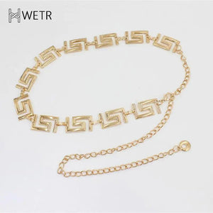 Metal Geometric Waist Chain Adjustable Belt Body Chain Jewelry Women Dress