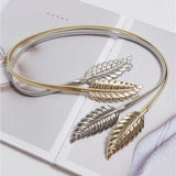 Metal Leaf Pair Buckle Women's Waist Chain Elastic Spring Thin Belt