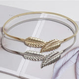 Metal Leaf Pair Buckle Women's Waist Chain Elastic Spring Thin Belt