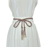 Vintage Braided Pearl Tassel Waist Chain Fringed Belt