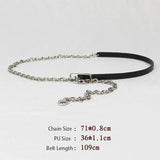 PU Leather Waistband with Chain for Dress Skirt Wide Belts