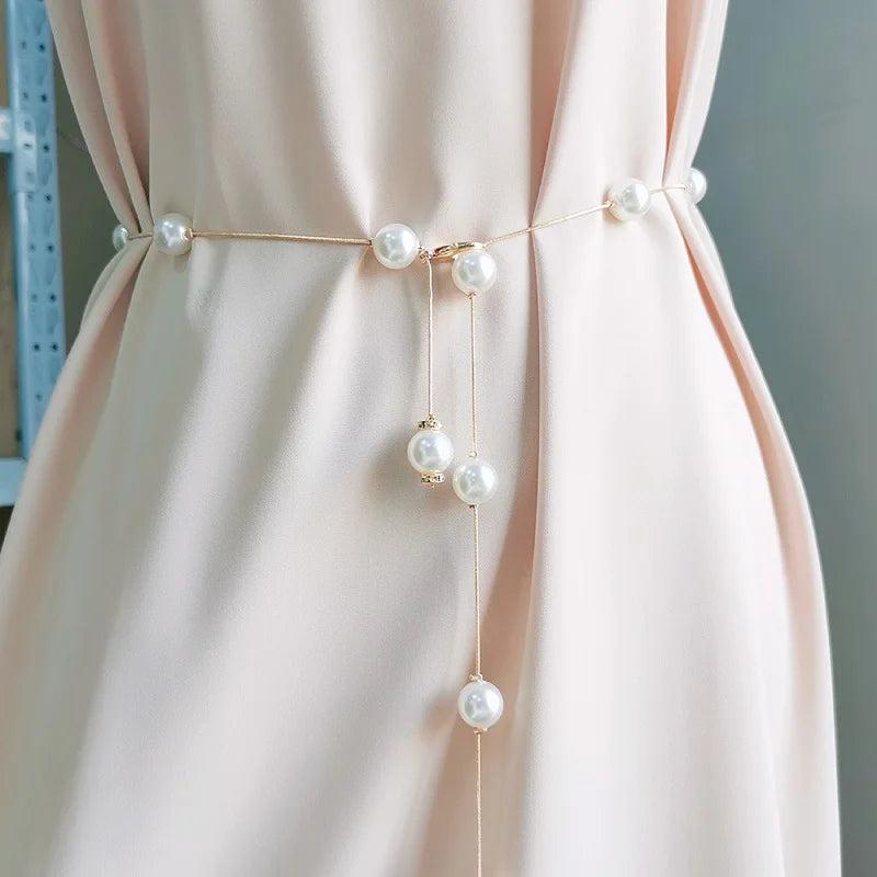 Pearl Waist Chain For Woman Belt For Dresses Women Thin Belts Chains