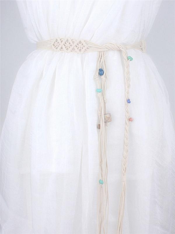 Braided Woven Stripe Waist Rope Belt Women Accessories