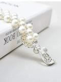 Women's Rhinestone Pearl Waist Chain Elastic Belt
