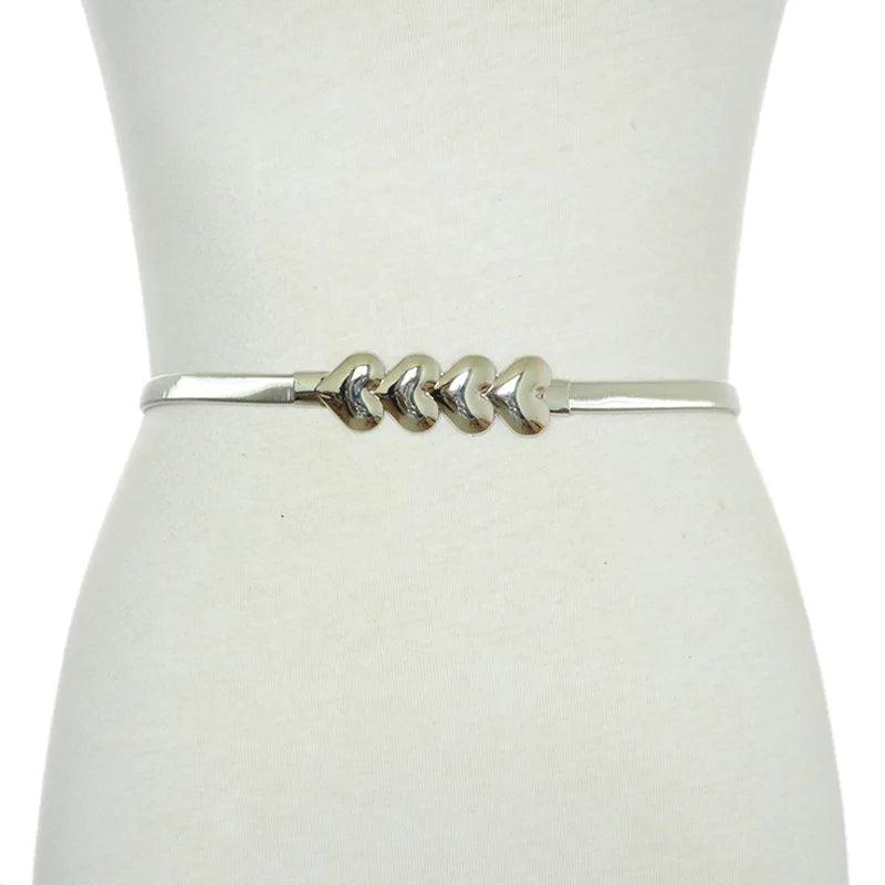 Spring Waist Chain Heart Buckle Metal Wedding Belt