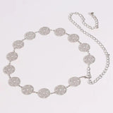 Vintage Silver Leaf Waist Chain Hollow Circular Belt