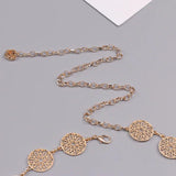 Vintage Silver Leaf Waist Chain Hollow Circular Belt
