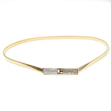 Japanese Sweet Rhinestone Buckle Thin Metal Belt