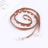 Arrival Women's Pearl Belt for Dress Fine Decorative Korea Knotted Leather Chain