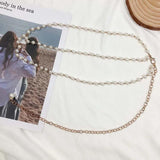 Pearl Women's Waist Chain Belts Thin Belt Fringes Decoration Waistbands