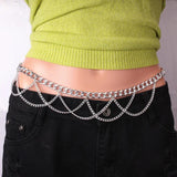 Women Chain Belt Silver Tassel Waist Chain Punk Metal Lady Girls Dress Jeans