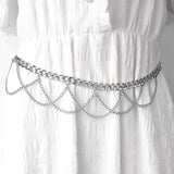 Women Chain Belt Silver Tassel Waist Chain Punk Metal Lady Girls Dress Jeans