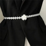 Rhinestone Pearl Waist Chain Belt for Women Summer Dress