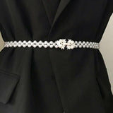 Rhinestone Pearl Waist Chain Belt for Women Summer Dress