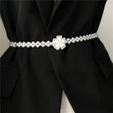 Rhinestone Pearl Waist Chain Belt for Women Summer Dress