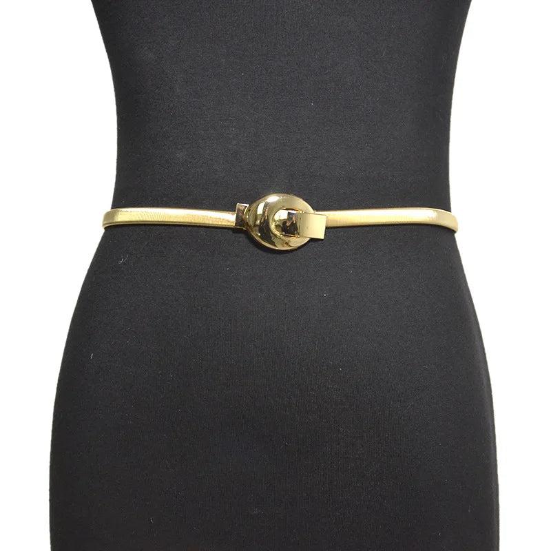 Women's Metal Waist Chain Light Buckle Head Elastic Spring Waist Chain