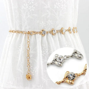 Rhinestone Inlaid Metal Waist Chain Belt for Women