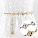 Rhinestone Inlaid Metal Waist Chain Belt for Women