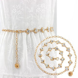 Rhinestone Inlaid Metal Waist Chain Belt for Women