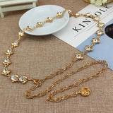 Rhinestone Inlaid Metal Waist Chain Belt for Women