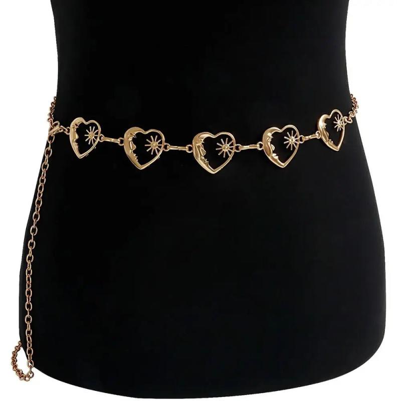 Vintage Metal Hip Hop Style Womans Belt Punk Waist Chain Love Heart Waistband