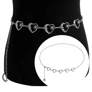 Vintage Metal Hip Hop Style Womans Belt Punk Waist Chain Love Heart Waistband