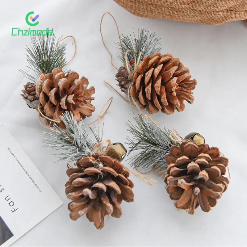 4PCS Christmas Pine Cones Pendants Xmas Tree Decor DIY Ornaments