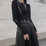 Female Leather Harness Chain Belt Goth Corset Waist Belt