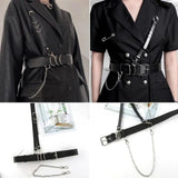 Female Leather Harness Chain Belt Goth Corset Waist Belt