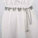 Retro Punk Fringe Waist Belt for Women Tassel Chain Silver Waistband