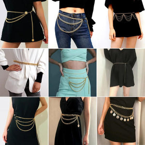 Vintage Metal Waist Chains for Women Multi-layer Body Chain