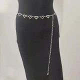 Diamond Fringe Waist Chain Belt for Dress Heart Shape Waistband