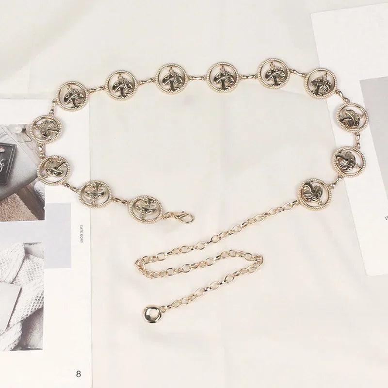 Women Metal Chain Waistband Summer Dress Waist Boho Belt