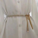 Adjustable Metal Waist Chain with Pearl Pendant