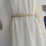 Adjustable Metal Waist Chain with Pearl Pendant