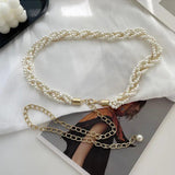 Adjustable Metal Waist Chain with Pearl Pendant