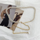 Adjustable Metal Waist Chain with Pearl Pendant