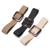 Square Jade Buckle Dress Belt Shirt Elastic Waist Chain Straw Belt