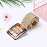 Square Jade Buckle Dress Belt Shirt Elastic Waist Chain Straw Belt