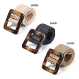 Square Jade Buckle Dress Belt Shirt Elastic Waist Chain Straw Belt
