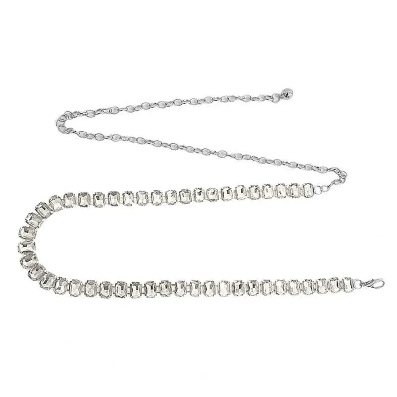 Golden Plated Waist Chain Faux Crystal Women Body Chain Belt
