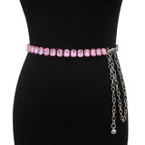 Golden Plated Waist Chain Faux Crystal Women Body Chain Belt