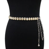 Golden Plated Waist Chain Faux Crystal Women Body Chain Belt