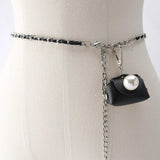 Metal Waist Chain Female PU Chain Belt with Skirt Dress Mini Bag BeltS