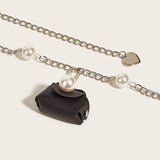 Pearl Metal Belt Chain Women Bag Waist Strap Lady Dress Decorative Accessory