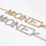 Women Metal Double Waist Chains Diamond Letter Pendant Body Chain