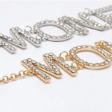 Women Metal Double Waist Chains Diamond Letter Pendant Body Chain
