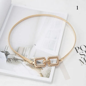 Women Waist Belt Metal Spring Thin Chain Belt Ladies Dress Skinny Waistband
