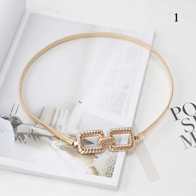 Women Waist Belt Metal Spring Thin Chain Belt Ladies Dress Skinny Waistband